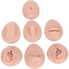 Body Piercing Practice Model, Simulation Silicone Ear Eye Nose Mouth Tongue and Belly Model Piercing Practice Model for Novice Piercer Practice Show Piercing Jewelry (Middle Skin
