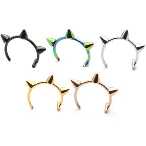 5Pcs Spike Fake Lip Rings for Women Girls T Shaped Stainless Steel Fake Lip Piercing Jewelry Non piercing Lip Rings Statement Body Jewelry
