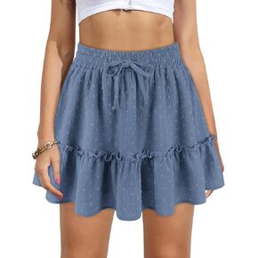 تنورة نسائية قصيرة مكشكشة عالية الخصر مدمجة في السراويل القصيرة تنورة بوهو واسعة مع جيوب in Kuwait