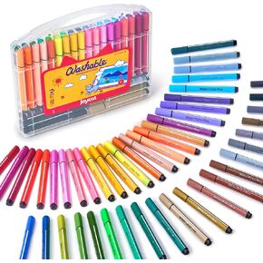 Triangle&Tripod Washable Coloring Markers for Kids&Toddlers,48 Bright Colors,Non-Toxic,Markers bulk with Jumbo Barrel,Come with conveniently portable case,Ideal Gifts for Coloring Creations