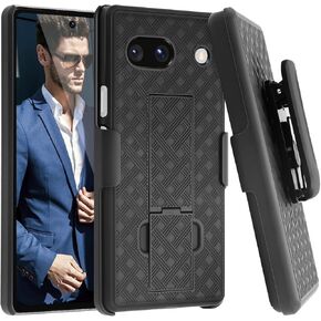 Fingic for Pixel 8 Case,Google Pixel 8 Case with Belt Clip Holster Case Slim Combo Shell with Kickstand Swivel Holster Rugged Shockproof Antiscratch Protective Cover Case for Google Pixel 8,6.2",Black