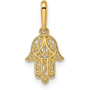 14k Yellow Gold Hamsa Pendant Fine Jewelry for Women (L-11.25mm, W-7.75mm) (AFJ-QG-YC1502)