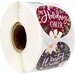 Holly Berry Holiday Stickers / 500 Greenery Greeting Card Envelope Seals / 6 Alternating Watercolor Christmas Sticker Designs / 1.5" Rustic Christmas Labels