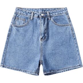 SHENHE Women's Summer Jean Shorts High Waisted Straight Leg Casual Vintage Denim Shorts