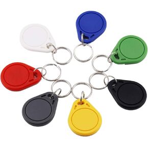 TimesKey NFC Tags Ntag215 NFC Keytags Colorful NFC fob Rewritable NFC 215 Tag NFC Business Card Programmable NFC Tag 504 Bytes Memory，Compatible with Android & iPhone（7 Pieces）