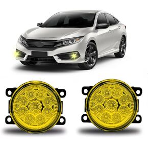 Pair yellow Fog Light Driving LED Fit 2016 2017 2018 2019 2020 Honda Civic,3000K Warmwhite,Plug and Play,Pack of 2