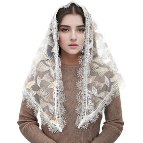 Mantveil Vintage Inspired Triangle Lace Chapel Veil Catholic Latin Mass Head Covering Scarf Mantilla Veils for Church