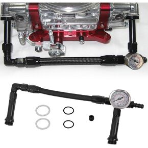 RYANSTAR RACING AN6 Dual-Feed Double Pump Braided Fuel Line with 0-150Psi Vacuum Pressure Gauge Compatible with Holley 4150 Carburetor