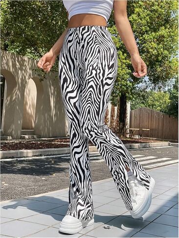 MakeMeChic Women's Leopard Pants Cheetah Print Pants Leggings Y2k High Waisted Bell Bottom in Kuwait