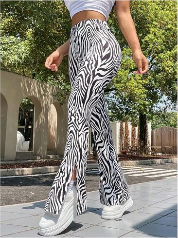 MakeMeChic Women's Leopard Pants Cheetah Print Pants Leggings Y2k High Waisted Bell Bottom in Kuwait