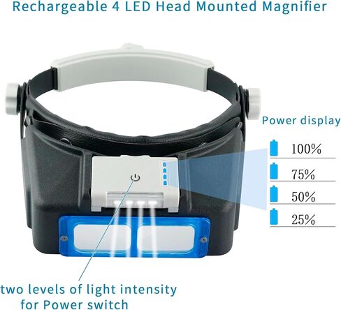 عدسة مكبرة لعصابة الرأس مع ضوء 1.0X إلى 14X، مكبرة مثبتة على الرأس بدون استخدام اليدين، 5 عدسات قابلة للتبديل، أدوات عدسة مكبرة لسماعات الرأس للعمل عن قرب/القراءة/المجوهرات/الحرف اليدوية/الإصلاح in Kuwait