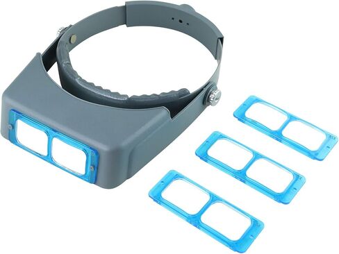 Headband Magnifying Glass with Light 1.0X to 14X, Handsfree Head Mount Magnifier, 5 Interchangeable Lenses Visor Headset Loupe Tools for Close Work/Reading/Jewelry/Crafts/Repair in Saudi Arabia