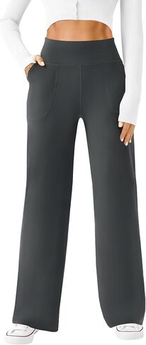 Womens Wide Leg Yoga Pants Casual Work Dress Pants Lounge Sweatpants High Waist Comfy Loose Trousers with Pockets in Saudi Arabia