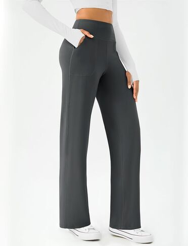 Womens Wide Leg Yoga Pants Casual Work Dress Pants Lounge Sweatpants High Waist Comfy Loose Trousers with Pockets in Saudi Arabia