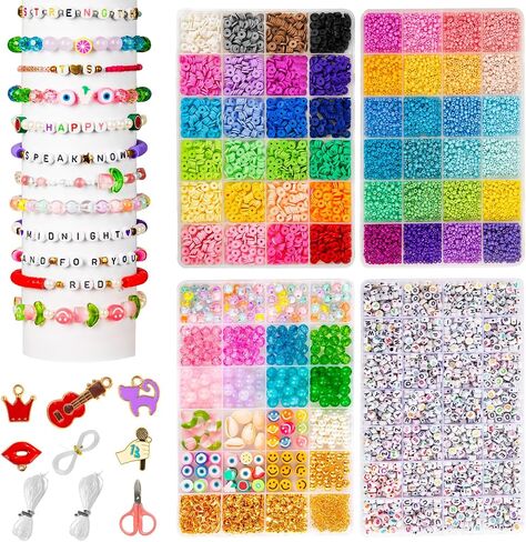 1578Pcs 4th of July Red White Blue Beads Bracelet Making Kit with Clay Seed Plastic Pony Pearl Beads, Patriotic USA Flag Star Beads, Metal Charms Earrings for Jewelry Making in Saudi Arabia
