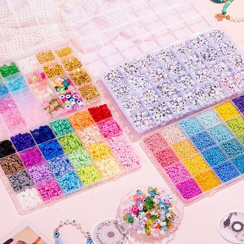 1578Pcs 4th of July Red White Blue Beads Bracelet Making Kit with Clay Seed Plastic Pony Pearl Beads, Patriotic USA Flag Star Beads, Metal Charms Earrings for Jewelry Making in Saudi Arabia
