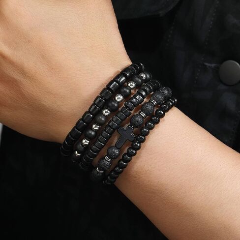 MILAKOO Mens Beaded Bracelets Tribal Wooden Elastic Adjustable Prayer Beads Wrap Cuff for Women in Saudi Arabia
