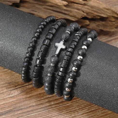 MILAKOO Mens Beaded Bracelets Tribal Wooden Elastic Adjustable Prayer Beads Wrap Cuff for Women in Saudi Arabia