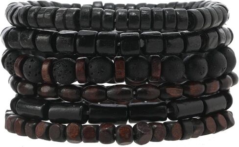 MILAKOO Mens Beaded Bracelets Tribal Wooden Elastic Adjustable Prayer Beads Wrap Cuff for Women in Saudi Arabia