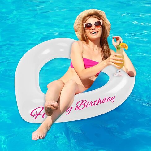 47.3 x 39.4 Inch Birthday Heart Pool Float Heart Shaped Inflatable Pool Floatie Swim Tube Rings Floating Pool Decorations for Summer Teens Adults Water Beach Swimming Party in Saudi Arabia