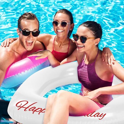 47.3 x 39.4 Inch Birthday Heart Pool Float Heart Shaped Inflatable Pool Floatie Swim Tube Rings Floating Pool Decorations for Summer Teens Adults Water Beach Swimming Party in Saudi Arabia
