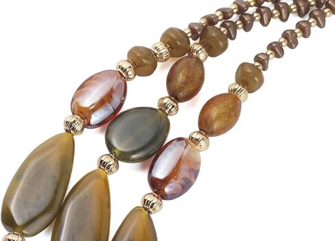 Bocar 3 Layer Beads Statement 24.5" Necklace for Women Multi Strand Jewelry Gift in Kuwait