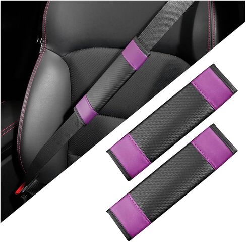 Mandark 2PCS Car Seat Belt Covers, Microfiber Leather Vehicle Searbelt Shoulder Strap Pad Cushion, Breathable Auto Safety Belt Neck Protectors Accessories, Universal for SUV, Truck, RV（Black/Purple） in Saudi Arabia