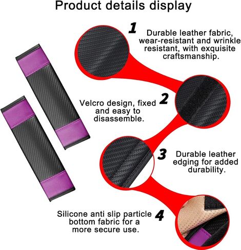 Mandark 2PCS Car Seat Belt Covers, Microfiber Leather Vehicle Searbelt Shoulder Strap Pad Cushion, Breathable Auto Safety Belt Neck Protectors Accessories, Universal for SUV, Truck, RV（Black/Purple） in Saudi Arabia