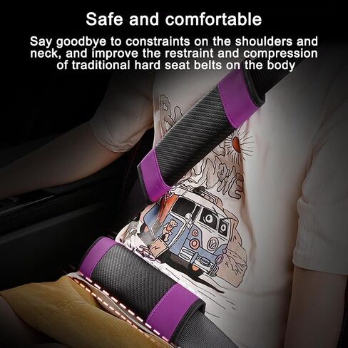 Mandark 2PCS Car Seat Belt Covers, Microfiber Leather Vehicle Searbelt Shoulder Strap Pad Cushion, Breathable Auto Safety Belt Neck Protectors Accessories, Universal for SUV, Truck, RV（Black/Purple） in Saudi Arabia