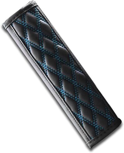 Car Seat Belt Pads, Harness Pad for All Cars and Backpack Straps,2 PCS Leather Seatbelt Covers Protect Your Neck and Shoulder & More Comfortable Driving, Car Interior Accessories (Black/Blue) in Saudi Arabia