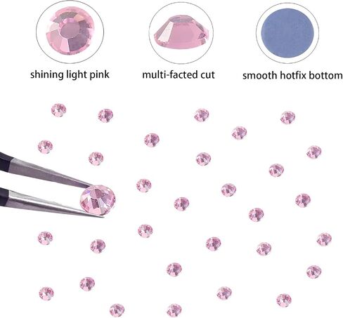 SS8 Light Pink Hotfix Rhinestones Bulk, 2880 Pieces Hot Flat Back Crystals Rhinestones for Crafts Clothes Shoes DIY Supplies, 2.5MM in Saudi Arabia