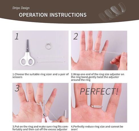 مجموعة ضبط حجم الخاتم غير المرئية للخواتم السائبة، واقيات الحلقات لجعل الخاتم أصغر حجمًا، أداة تشديد المجوهرات الحلزونية المصنوعة من السيليكون الشفاف والذهبي، 12 عبوة - 4 مقاسات دائرية ومسطحة تناسب أي حلقة تقريبًا in Kuwait