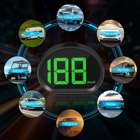عداد السرعة الرقمي، عداد السرعة HUD العالمي للسيارة، توصيل كابل USB وتشغيل عداد السرعة الرقمي LED GPS ذو الخط الكبير لجميع المركبات (أبيض ميل في الساعة) in Saudi Arabia