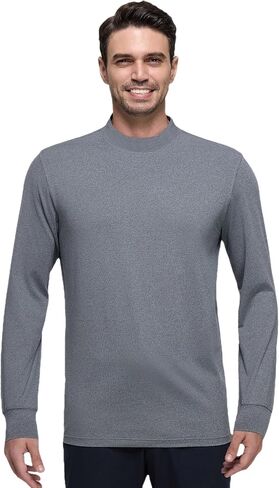 Long Sleeve Shirts for Men Mock Turtleneck Moisture Wicking Business Casual Pullover Undershirts Mens Tee Shirt Top in Saudi Arabia