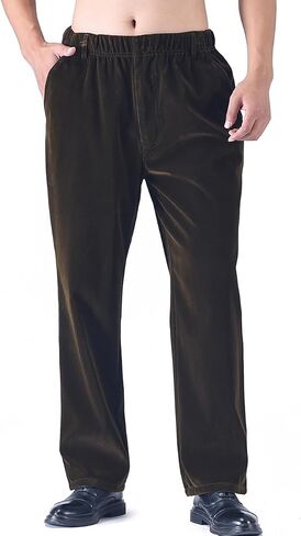 Zoulee New Men's Elastic Waist Zip Fly with Button Closure Classic-Fit Corduroy Pants in Kuwait