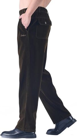 Zoulee New Men's Elastic Waist Zip Fly with Button Closure Classic-Fit Corduroy Pants in Kuwait