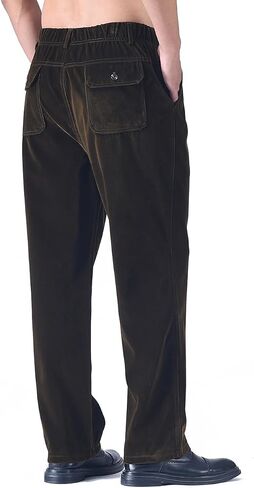 Zoulee New Men's Elastic Waist Zip Fly with Button Closure Classic-Fit Corduroy Pants in Kuwait