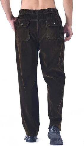 Zoulee New Men's Elastic Waist Zip Fly with Button Closure Classic-Fit Corduroy Pants in Kuwait