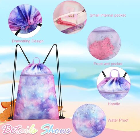 Drawstring Backpack for Kids - Girls Dance Bag,Sport Gym Beach Swim Travel Daypack With Two Water Bottle Holder in Saudi Arabia