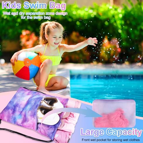 Drawstring Backpack for Kids - Girls Dance Bag,Sport Gym Beach Swim Travel Daypack With Two Water Bottle Holder in Saudi Arabia