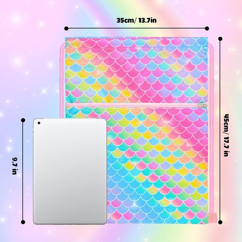 حقيبة ظهر برباط من Nidoul للأطفال والبنات وحقائب برباط وحقيبة خلفية بخيط للرقص والرياضة والسفر والسباحة على الشاطئ وحمام السباحة، حورية البحر in Kuwait