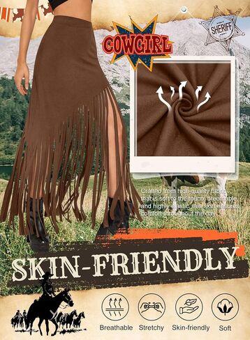 Ella Lust Womens Cowgirl Fringe Maxi Skirts - Western Country Concert Outfits Bodycon Hem Tassel High Waist Long Pencil Skirt in Saudi Arabia