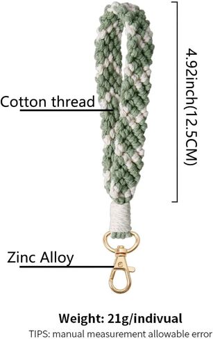 XGALBLA Boho Macrame سلسلة مفاتيح سوار مصنوع يدويًا معصم بحلقة مفاتيح بلونين للنساء والفتيات in Kuwait