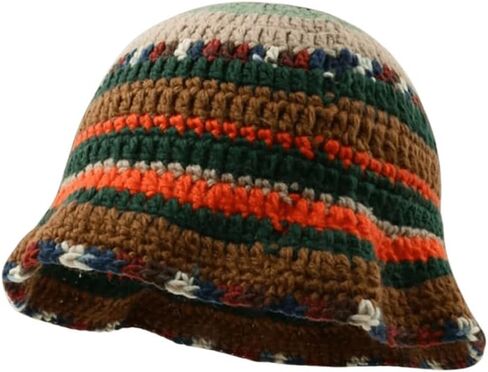 GORGLITTER Women's Crochet Hats Striped Colorblock Knitted Bucket Hat Beanies Cap in Saudi Arabia