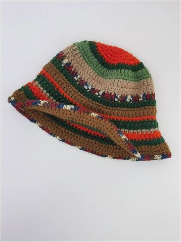 GORGLITTER Women's Crochet Hats Striped Colorblock Knitted Bucket Hat Beanies Cap in Saudi Arabia