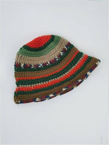 GORGLITTER Women's Crochet Hats Striped Colorblock Knitted Bucket Hat Beanies Cap in Saudi Arabia