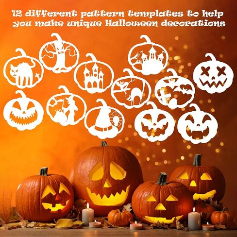 10in Halloween Pumpkins Carving Stencils，Reusable Halloween Drawing Stencils for DIY，Large Pumpkin Stencils，Halloween Drawing Stencils (Style A) in Saudi Arabia