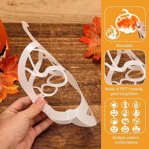 10in Halloween Pumpkins Carving Stencils，Reusable Halloween Drawing Stencils for DIY，Large Pumpkin Stencils，Halloween Drawing Stencils (Style A) in Saudi Arabia
