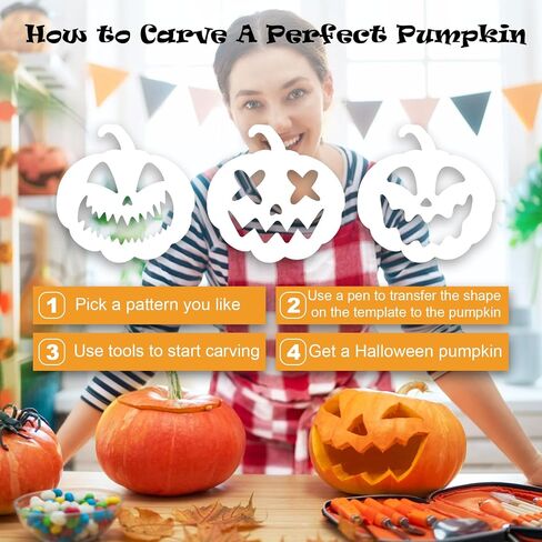 10in Halloween Pumpkins Carving Stencils，Reusable Halloween Drawing Stencils for DIY，Large Pumpkin Stencils，Halloween Drawing Stencils (Style A) in Saudi Arabia