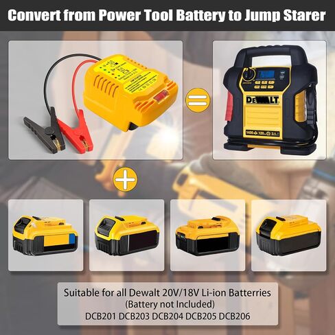محول بدء تشغيل السيارة للمساعدة في حالات الطوارئ من أجل DeWalt 18 فولت/20 فولت/60 فولت بطارية ليثيوم أيون معزز قفز السيارة (البطارية غير متضمنة) in Saudi Arabia